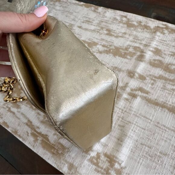 Vintage CHANEL 24k Gold Mini Flap Bag - Picture 6 of 9